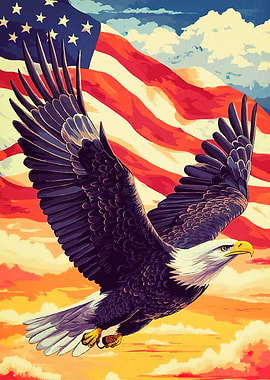 American Eagle Soaring Flag