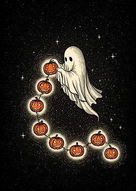 Vintage Halloween Ghostly Jack-o’-Lantern Constellation