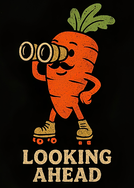 Looking Ahead Carrot Cartoon Illustration