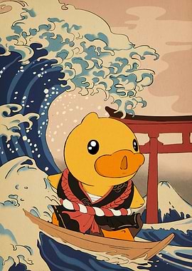 Duck Samurai Ukiyo-e Style
