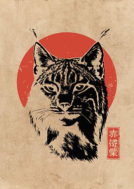 Bobcat with Japanese Sun