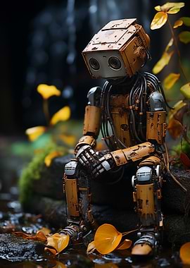Pensive Robot in Nature