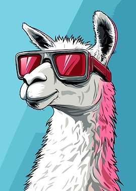 Cool Llama with Sunglasses Illustration