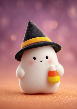 Cute Halloween Ghost with Candy Corn