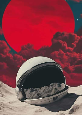 Astronaut Helmet on Alien Planet