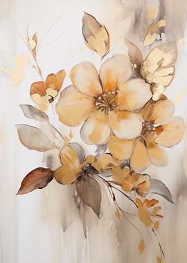 Floral art Golden Flowers