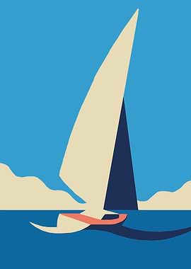 Minimalist Sailboat on the Water