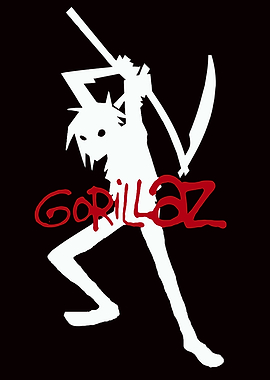 Gorillaz character wielding weapon silhouette