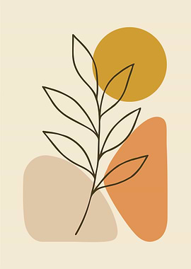 Minimalist Botanical Art with Geometric Shapes