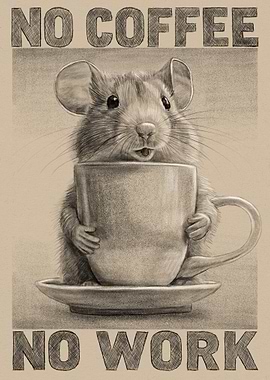 No Coffee, No Work Mouse Illustration