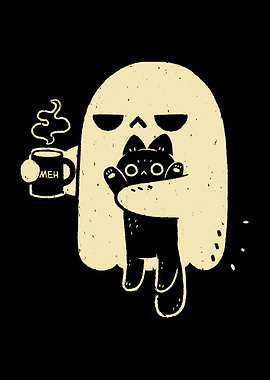 Cute Ghost Holding Cat