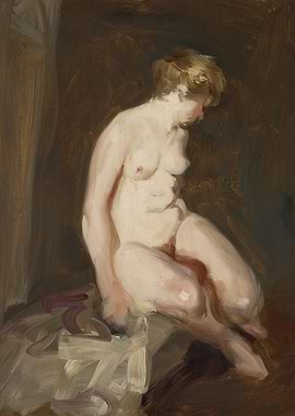 Seated Nude Figure Painting