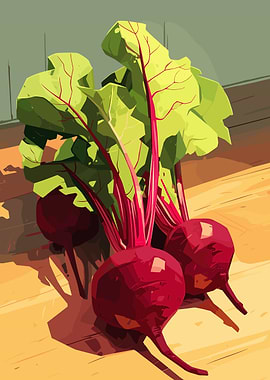 Beets with Green Leaves Illustration