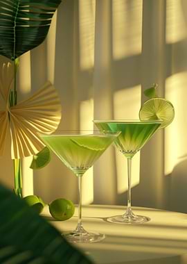 Lime Cocktails with Tropical Decor