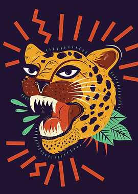 Roaring Leopard Illustration
