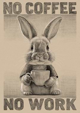 Rabbit with Coffee Cup - No Work