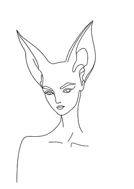 Minimalist Line Art: Feline Woman