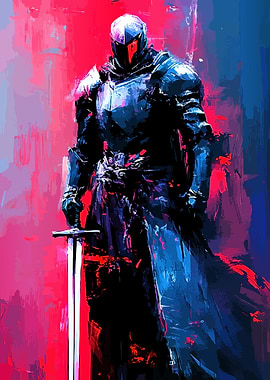 Dark Knight with Sword Digital Art