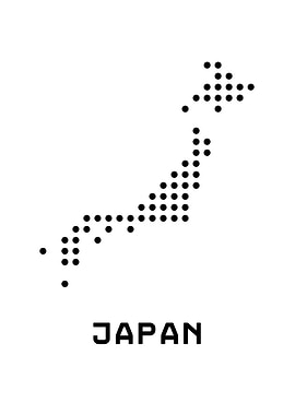 Japan Map Dotted Black and White