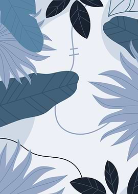 Blue Botanical Abstract Pattern