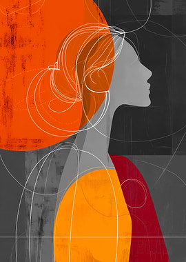 Abstract Woman Portrait with Geometric Shapes