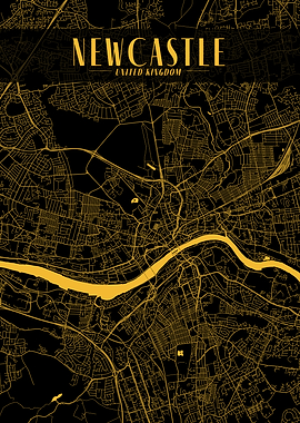 Newcastle Golden Map Art