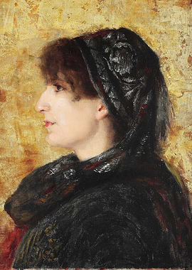 Portrait of a Woman in Black Shawl