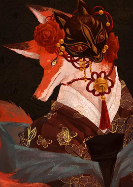Fox Spirit with Mask and Kimono