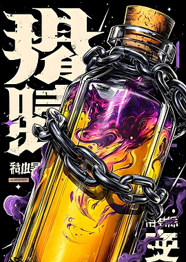 Potion Bottle with Chain Illustration
