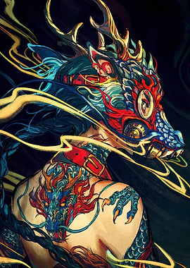 Dragon Mask Tattoo Art