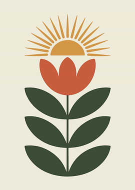 Minimalist Floral Sun Art Print