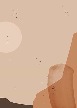 Abstract Landscape with Sun and Mountains