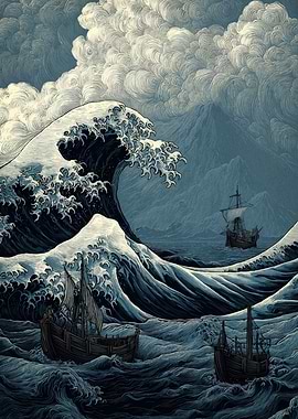 Stormy Seas Sailing Ships