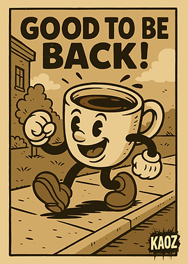 Good to be Back Coffee Cartoon