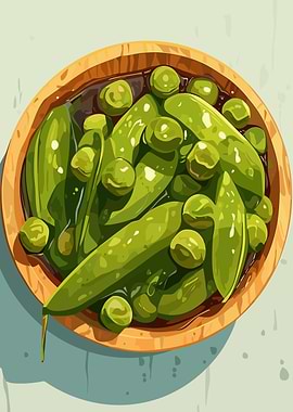 Bowl of Green Peas Illustration