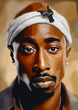 Tupac Shakur Vector Art Portrait with Bandana