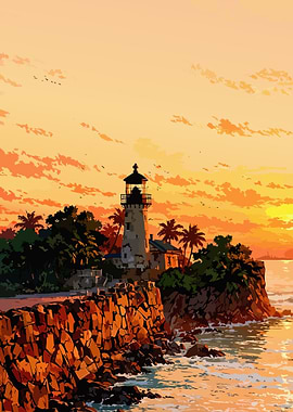Lighthouse at Sunset