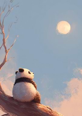 Panda Gazing at the Moon