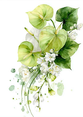Watercolor Floral Arrangement with Anthuriums