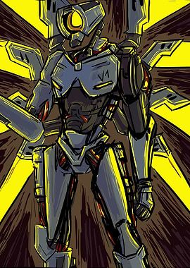 Ultrakill Gabriel Stylized Robot Illustration