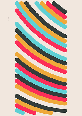 Colorful Curved Lines Abstract Art