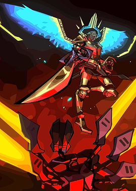 Armored Warrior with Sword and Wings