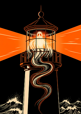 Vintage Halloween Ghostly Lighthouse Guardian