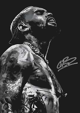 Chris Brown Black and White Portrait