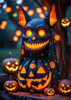 Halloween Demon Pumpkin Display