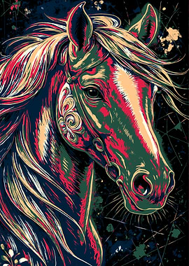Colorful Horse Portrait
