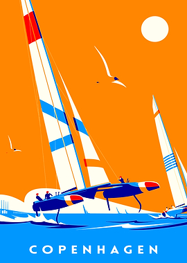 Copenhagen Sailing Regatta Art Deco Poster