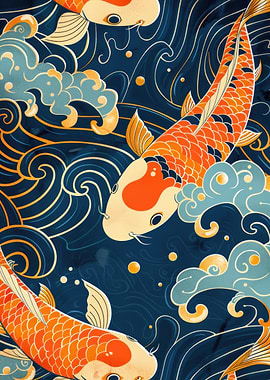 Koi Fish Japanese Art Print