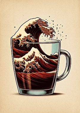 Coffee Cup Wave Art