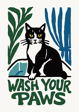 Wash Your Paws Cat Art
